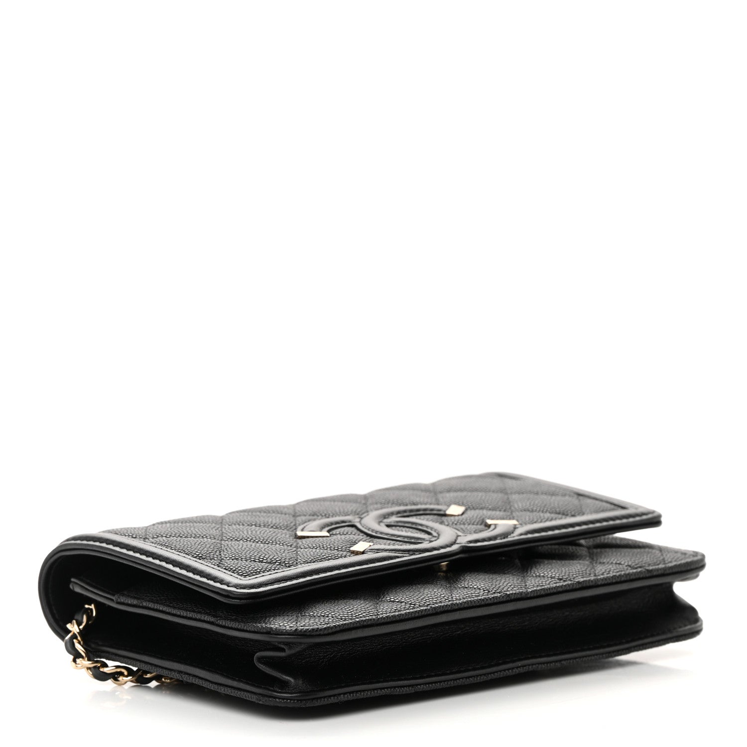Chanel Caviar Quilted CC Filigree Wallet On Chain WOC Black 4 of 13
