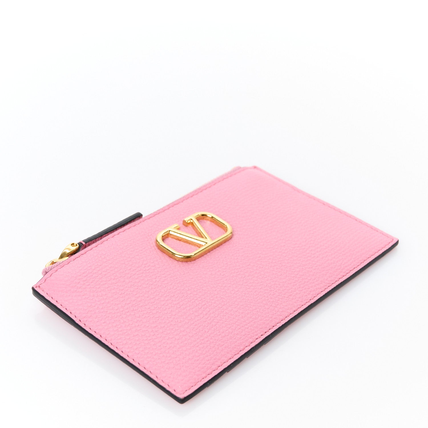 Valentino Garavani Grained Calfskin VLogo Coin Case Card Holder Pink 4 of 8
