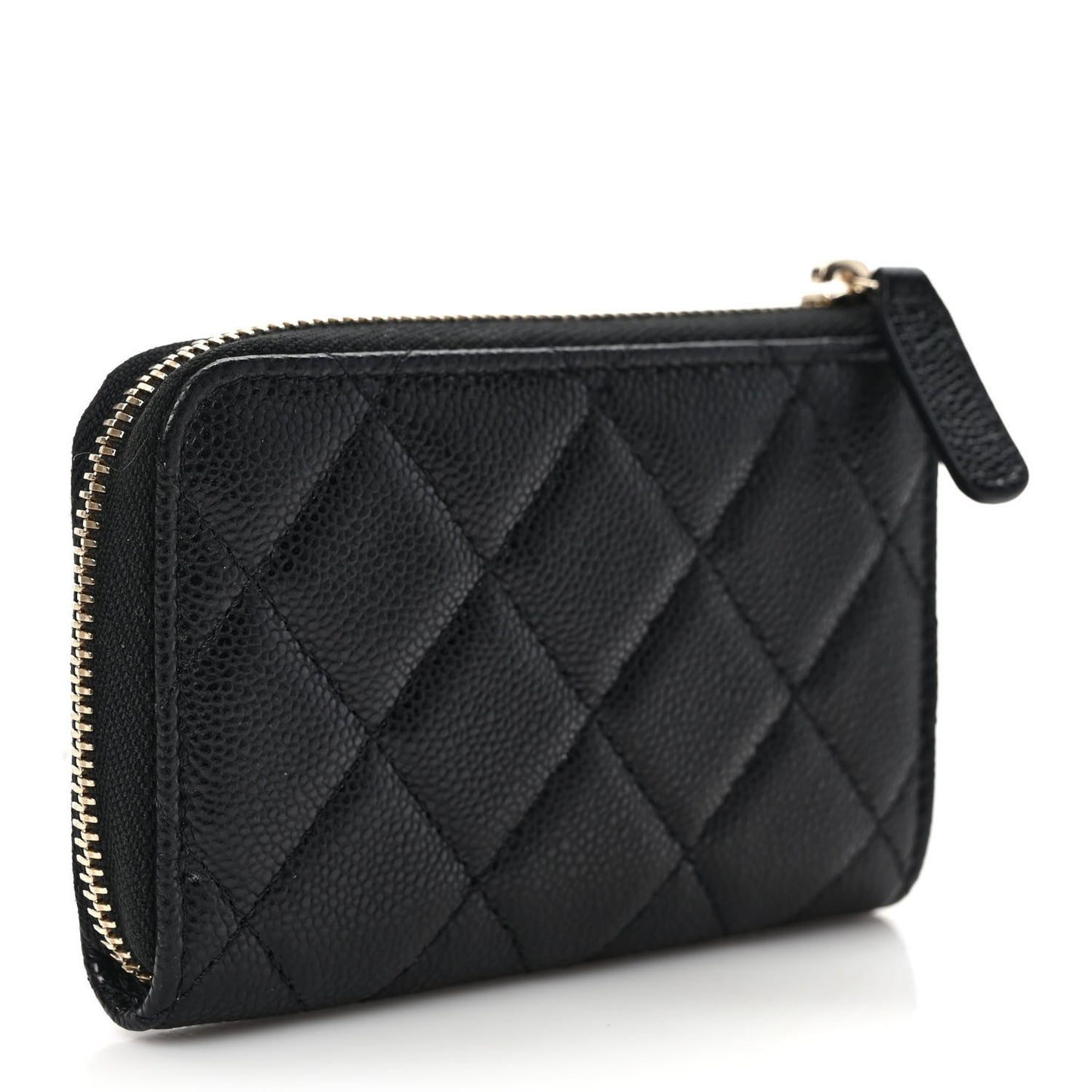 Caviar Quilted Zipped Key Holder Case Black