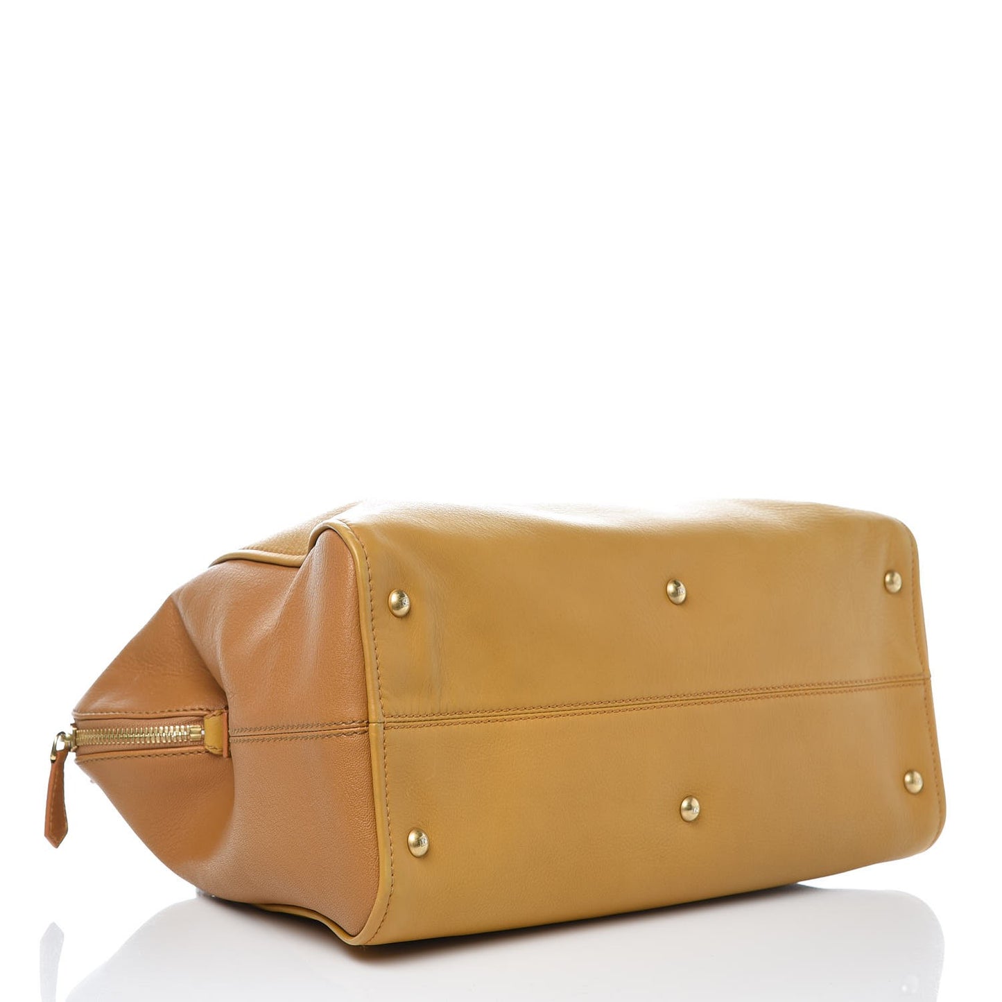Capra Vitello Saddle Colorblock Large Chameleon Tote Beige Camel