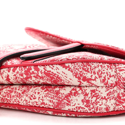 Christian Dior Canvas Reverse Embroidered Toile De Jouy Saddle Bag Red 10 of 10