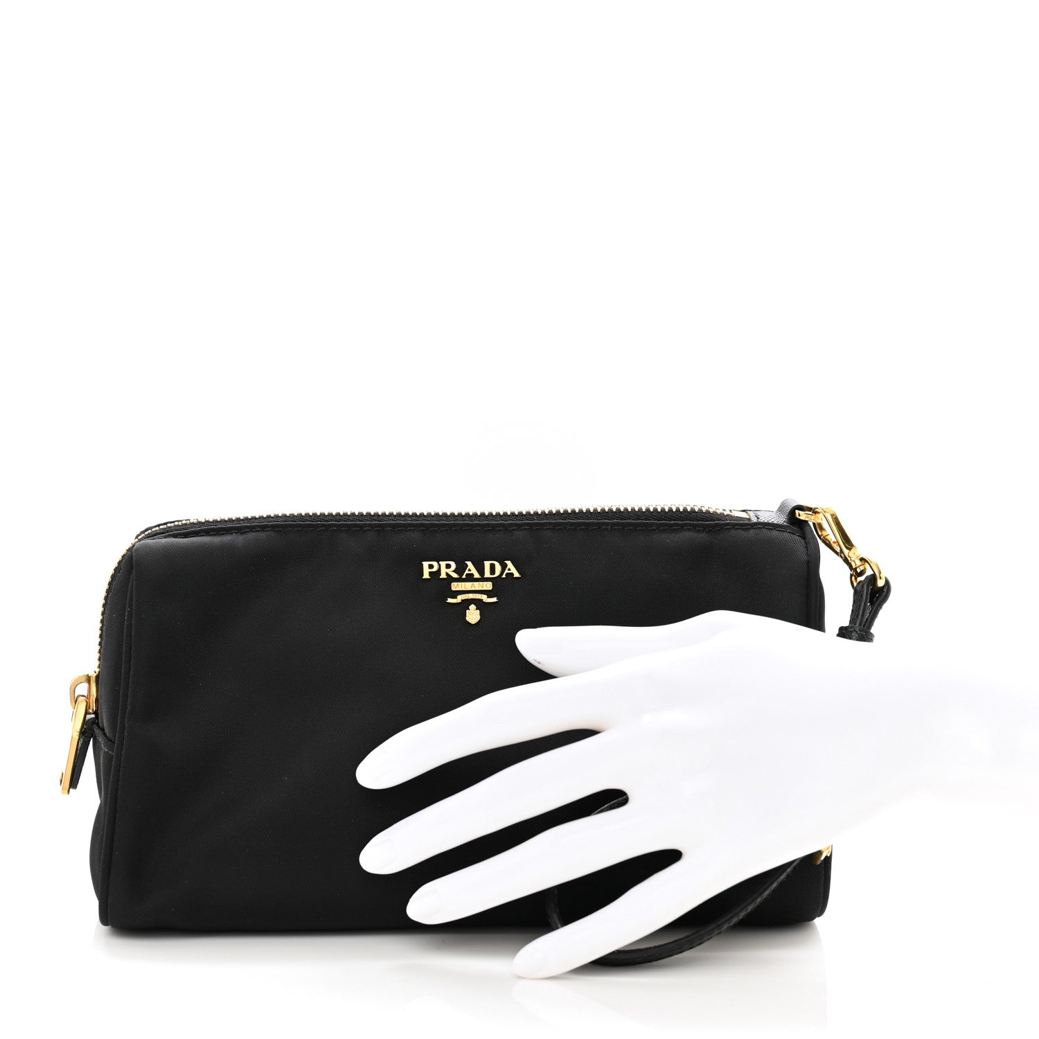 Prada Tessuto Nylon Wristlet Pouch Black 2 of 6