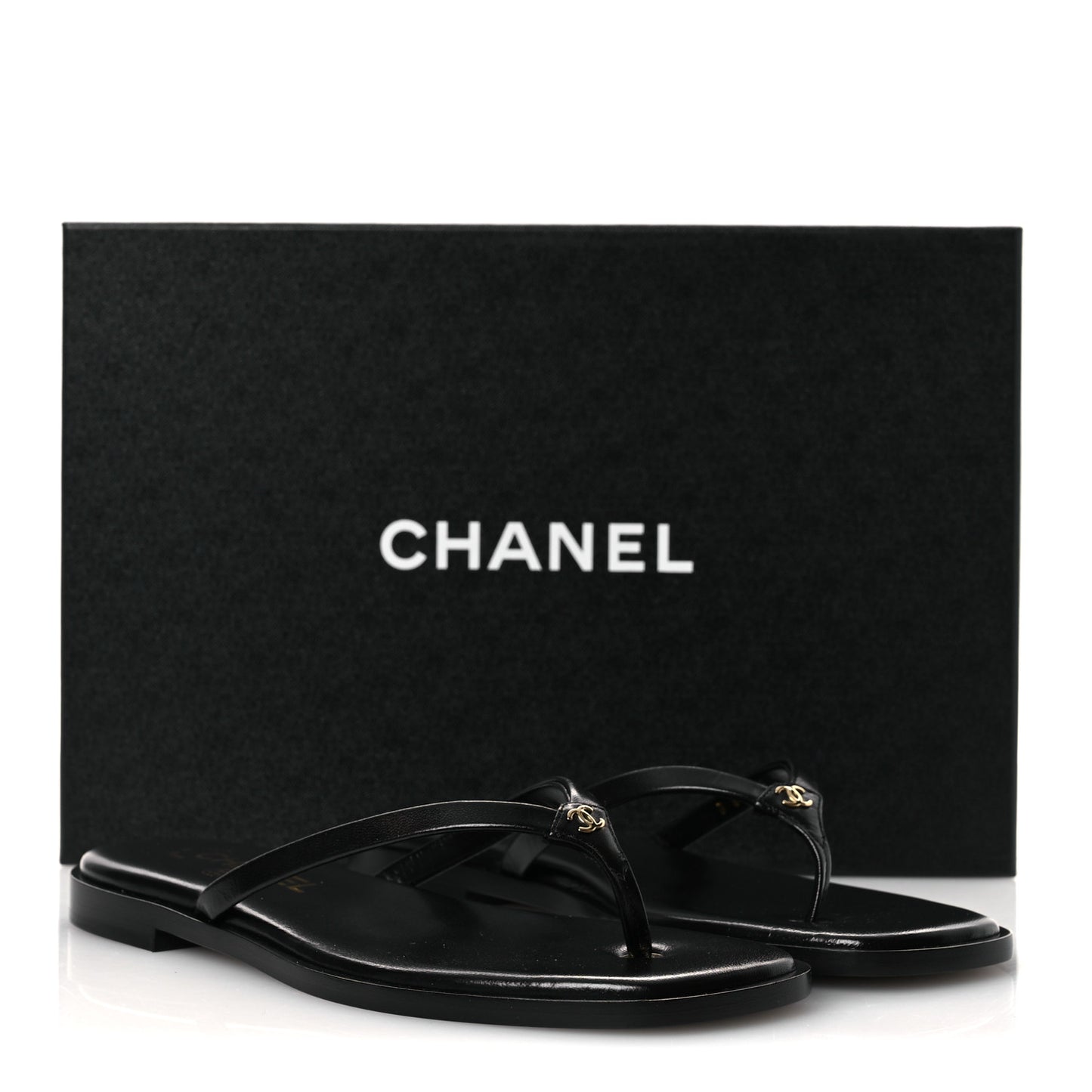 Goatskin CC Times Square Thong Sandals 37 Black
