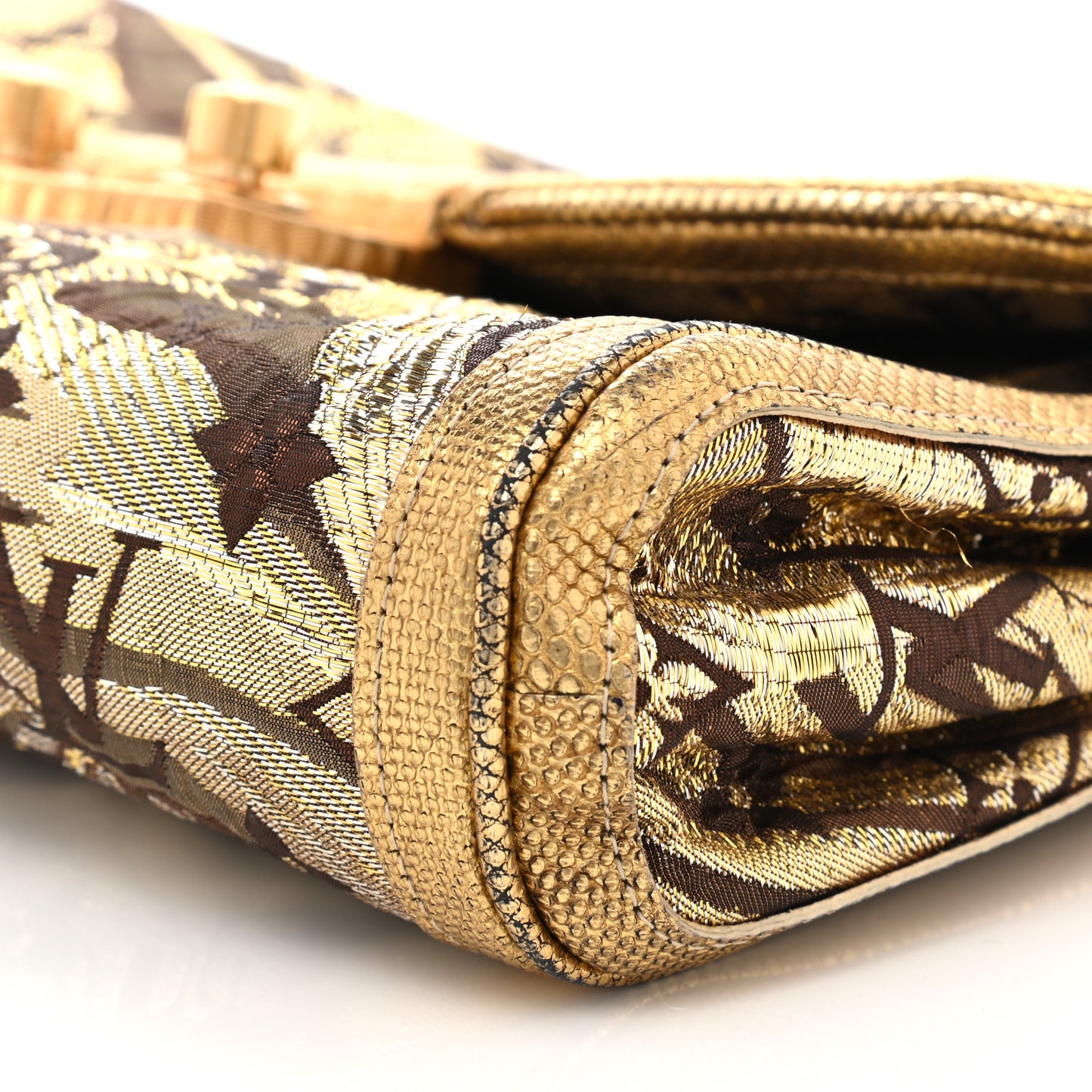 Monogram Brocade Thalie Clutch Gold