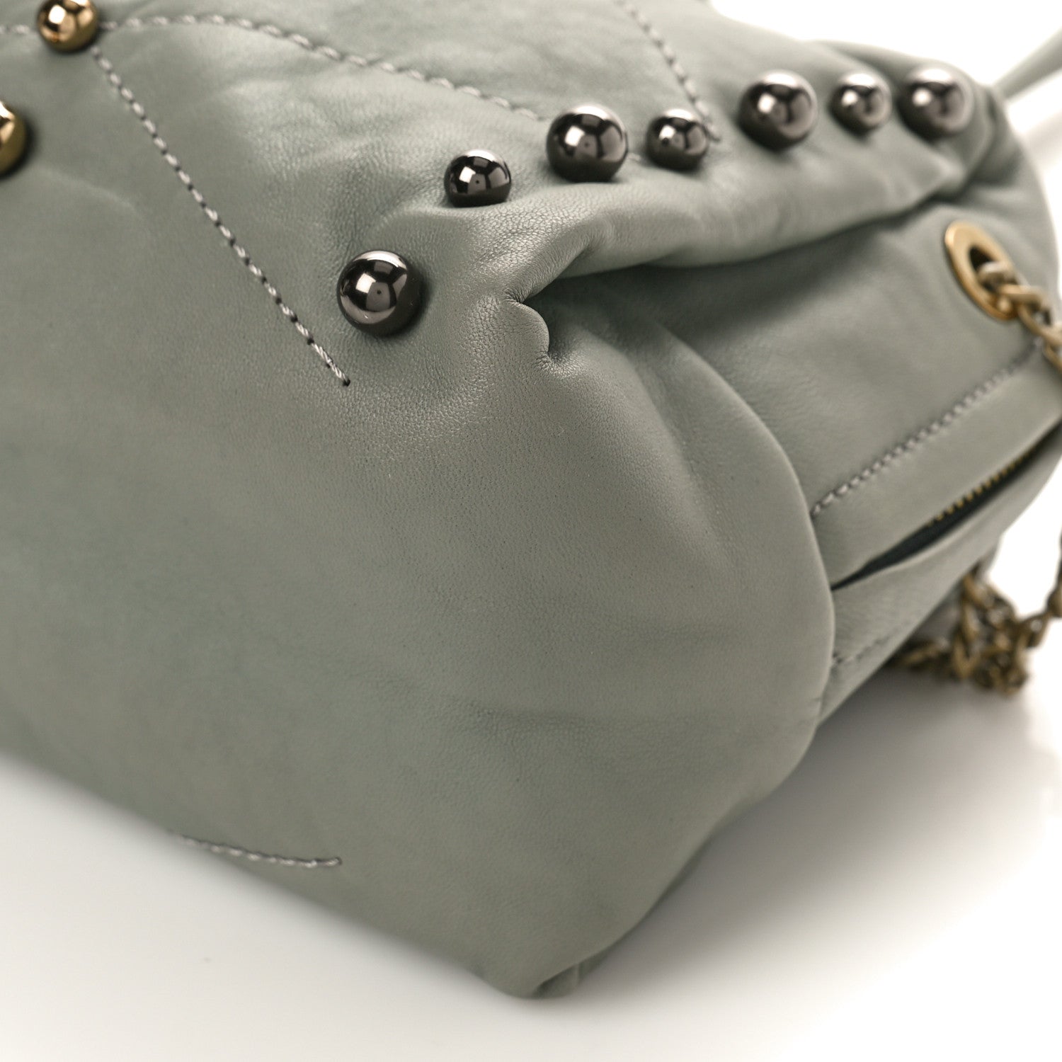 Lanvin Lambskin Quilted Studded Mini Sugar Shoulder Bag Water Blue 8 of 8