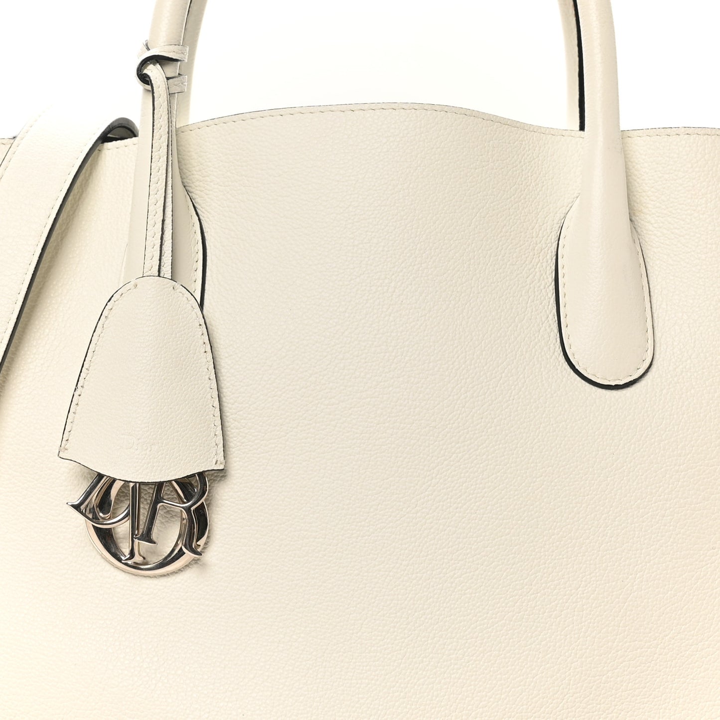 Supple Grained Calfskin Large Open Bar Tote White