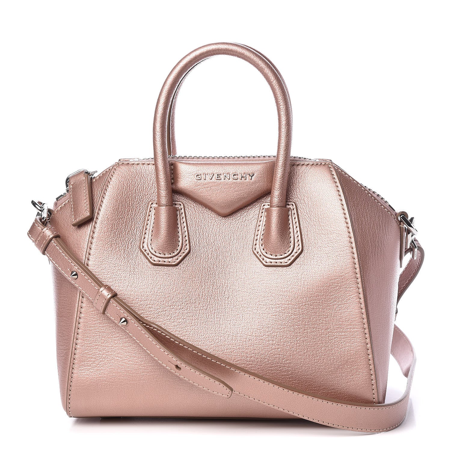 Givenchy Metallic Sugar Goatskin Mini Antigona Light Pink 1 of 14