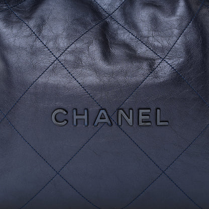 Chanel Metallic Calfskin Quilted Small Chanel 22 Navy Blue 9 of 11