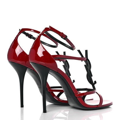 Saint Laurent Patent Calfskin Cassandra 100 Sandals 40 Red Laquer 4 of 9