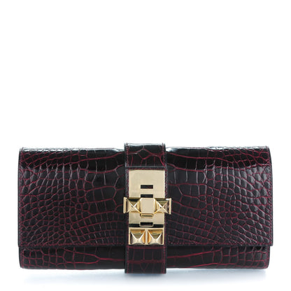 Hermes Shiny Alligator Medor Clutch 23 Bordeaux 1 of 11