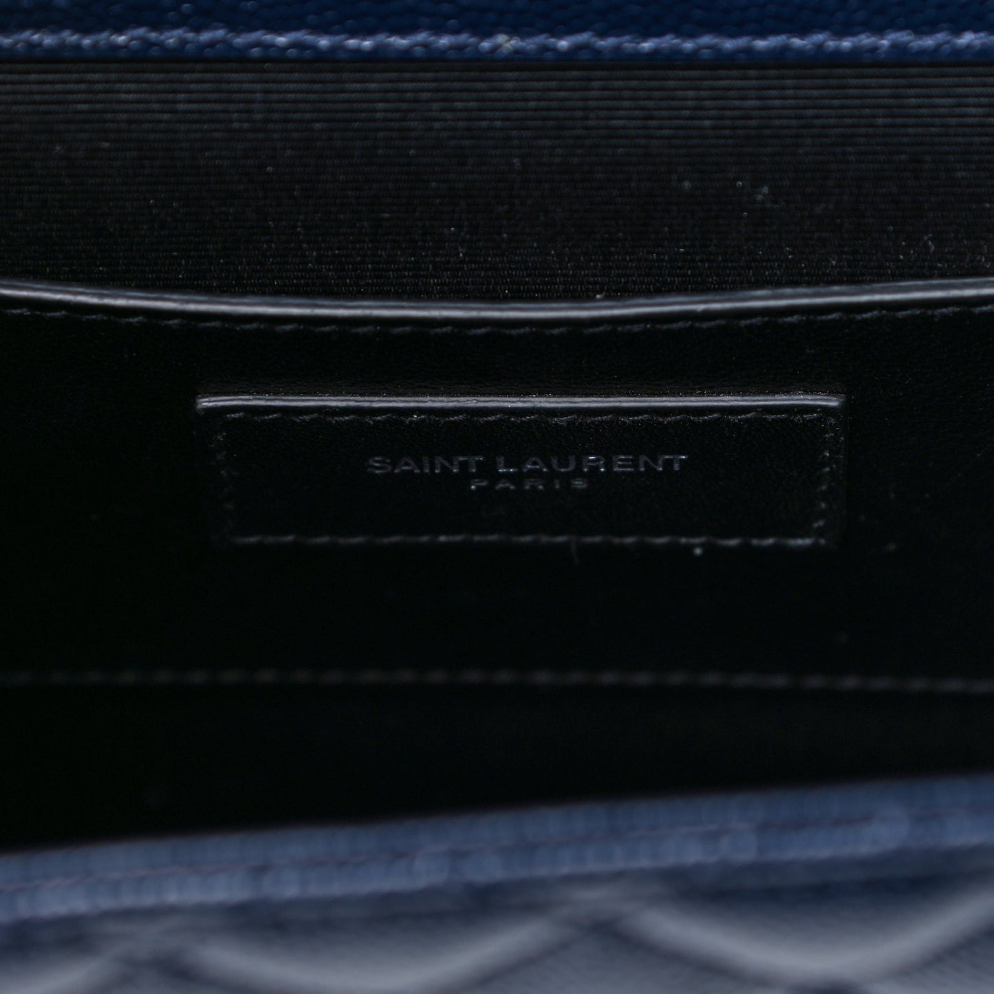 Grain De Poudre Textured Mixed Matelasse Triquilt Medium Monogram Satchel Deep Marine