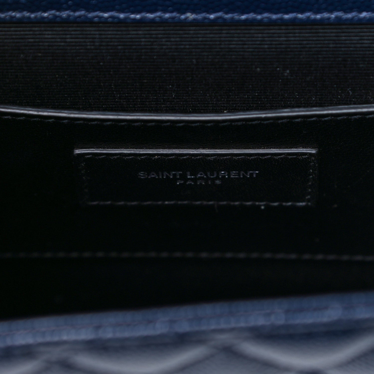 Saint Laurent Grain De Poudre Textured Mixed Matelasse Triquilt Medium Monogram Satchel Deep Marine 6 of 11