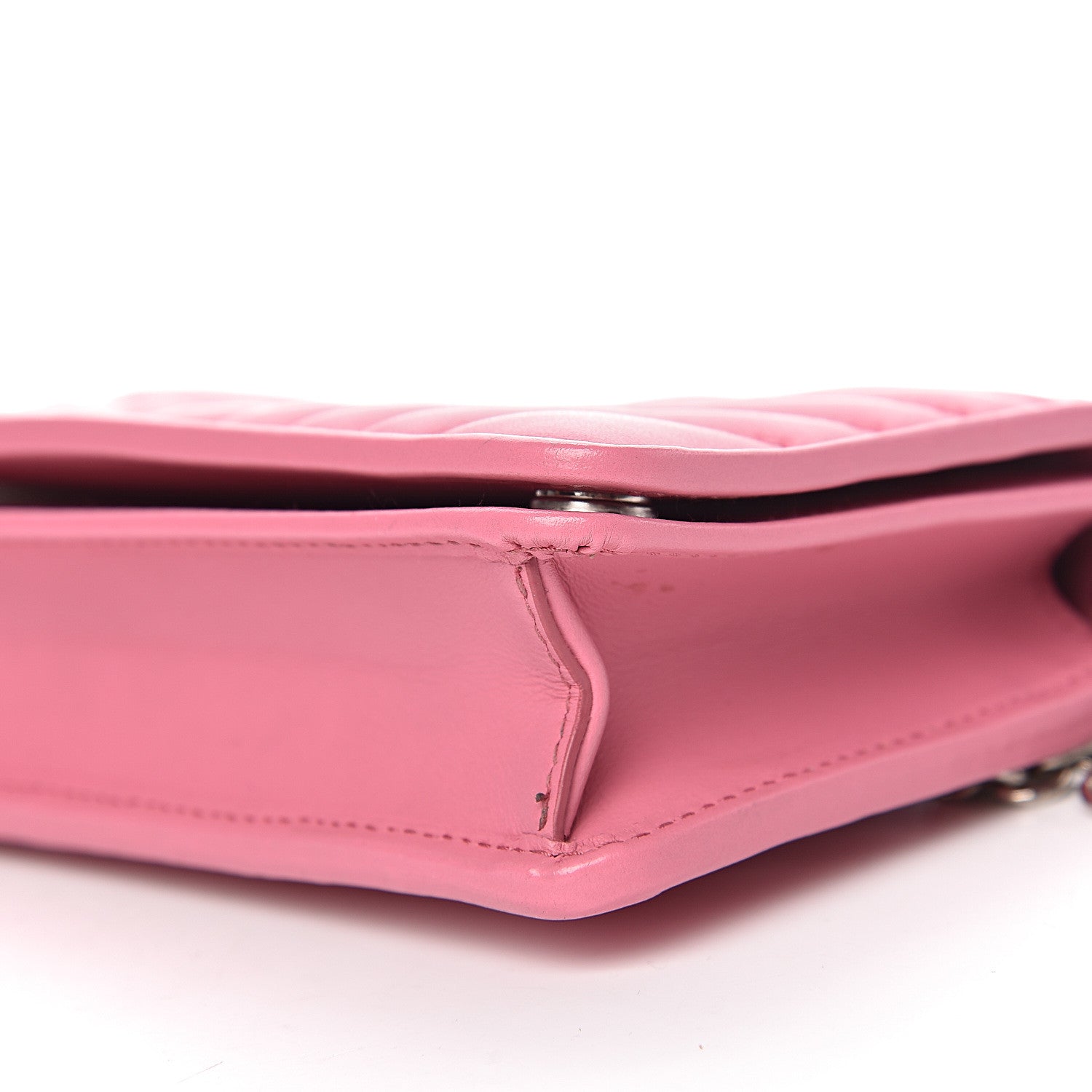 Prada Soft Calf Quilted Diagramme Chain Wallet Begonia 9 of 10