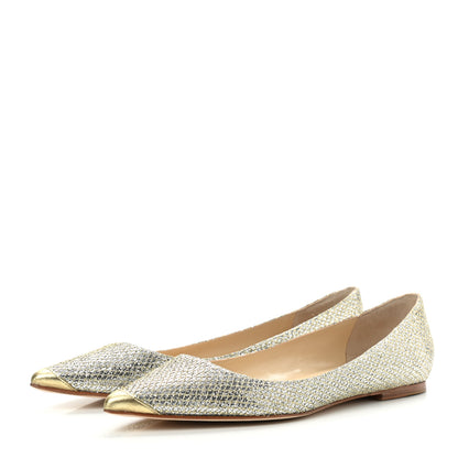 Jimmy Choo Glitter Alina Flats 39.5 Antique Gold 3 of 7