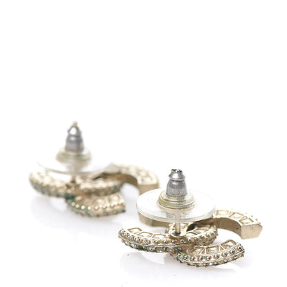 Chanel Crystal CC Earrings Light Gold 3 of 5