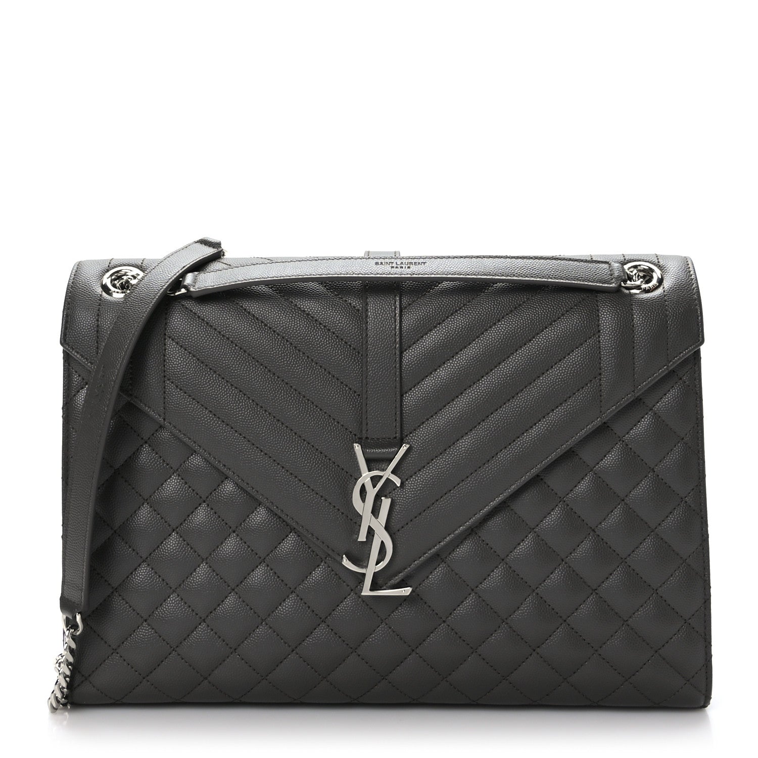 Saint Laurent Grain De Poudre Textured Mixed Matelasse Large Triquilt Monogram Satchel Earth 1 of 10