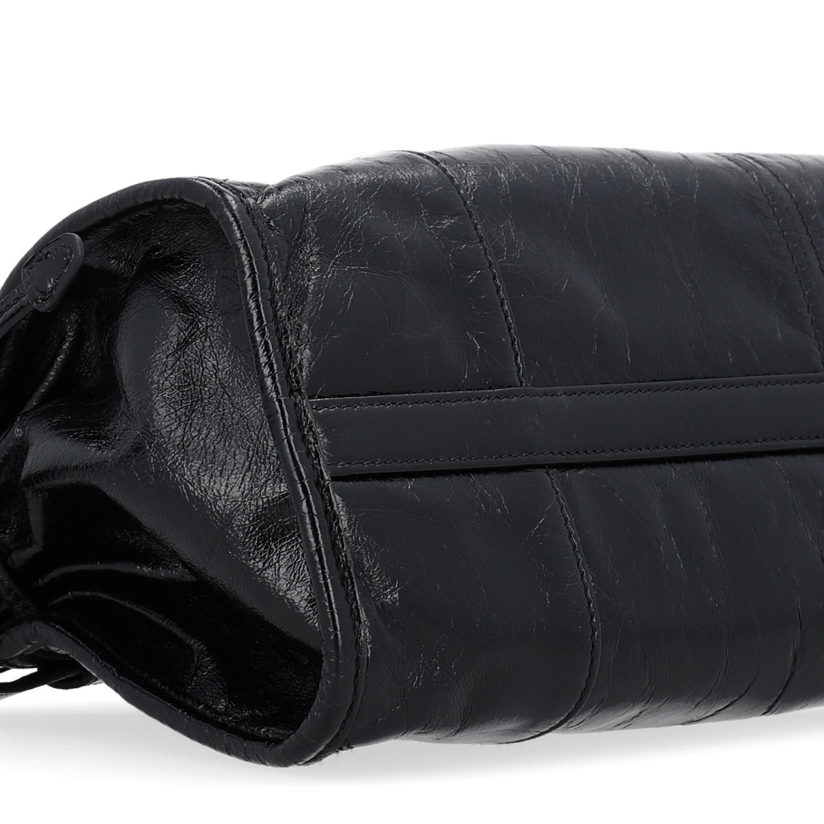 Glossy Calfskin Triangle Medium Bonnie Shoulder Bag Black
