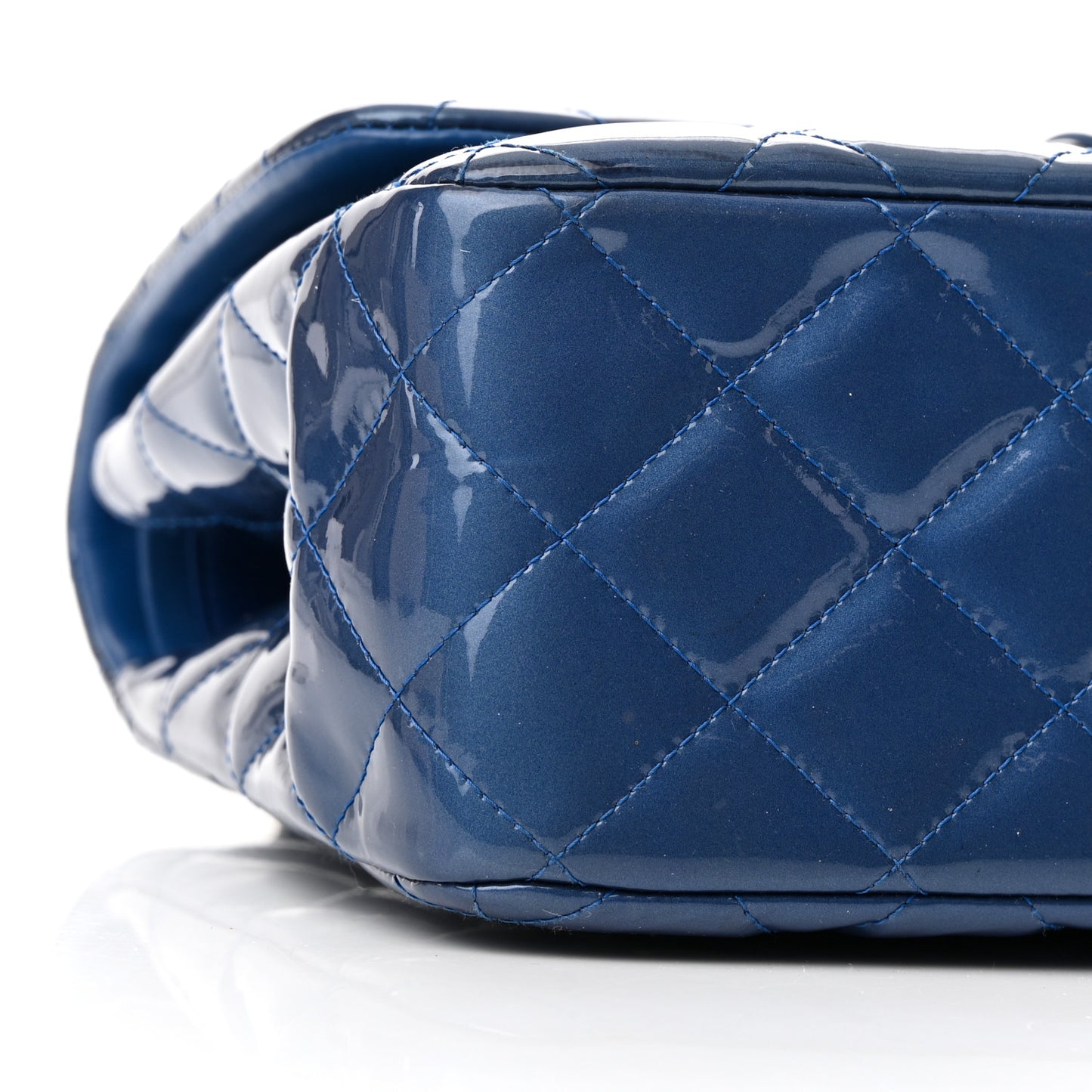 Patent Quilted Jumbo Double Flap Blue
