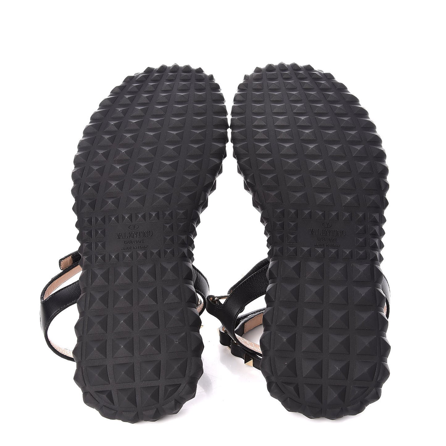 Calfskin Rockstud Gladiator Sandals 39 Black