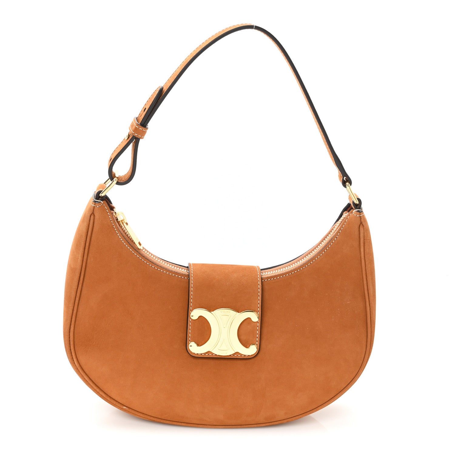 Celine Suede Medium Strap Ava Triomphe Shoulder Bag Camel 1 of 9