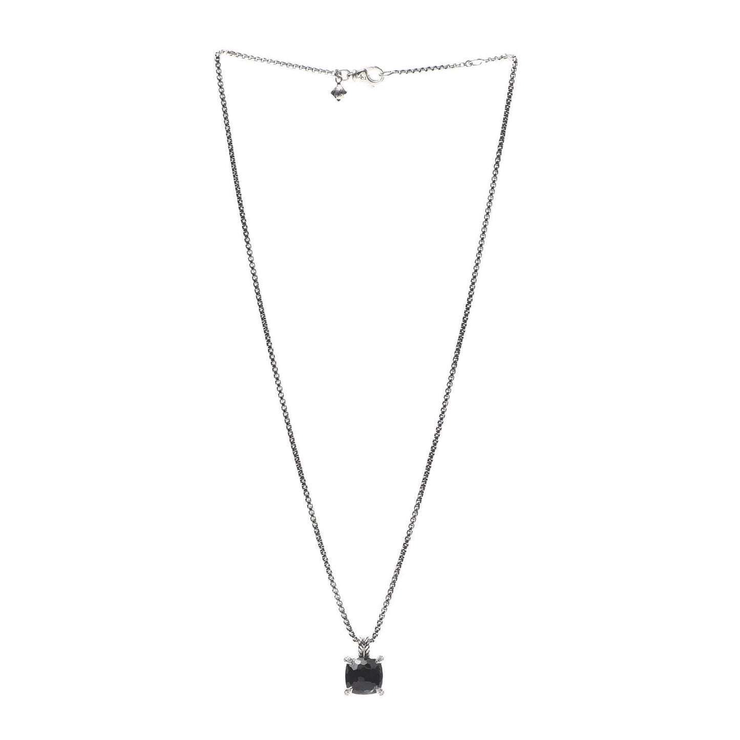 Sterling Silver Diamond Green Orchid 11mm Chatelaine Pendant Necklace