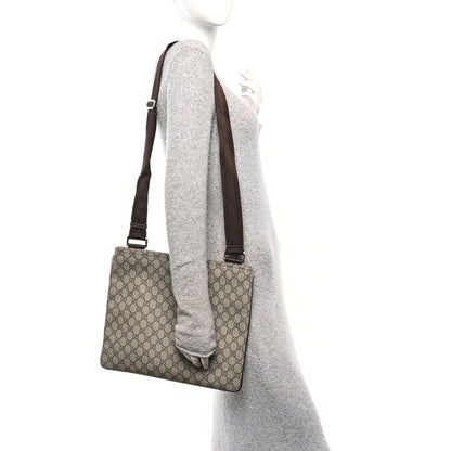Gucci GG Supreme Monogram Medium Flat Messenger Bag Dark Brown 2 of 10