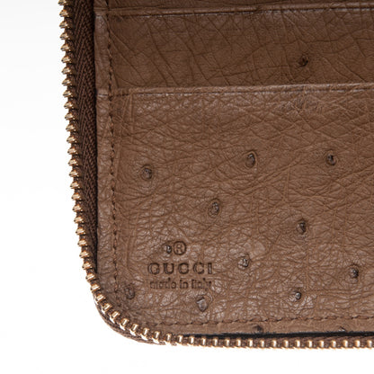 Gucci Ostrich Bamboo Zip Around Wallet Dark Beige 6 of 7