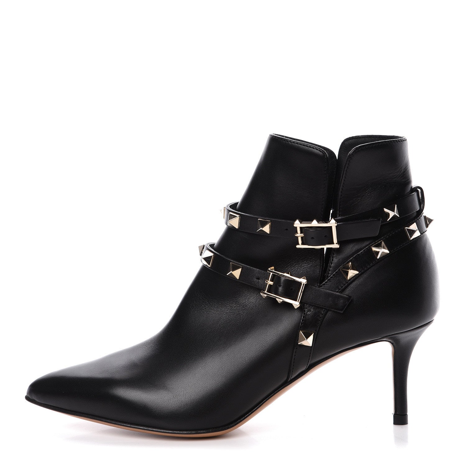 Valentino Garavani Calfskin Rockstud Double Buckle 65mm Ankle Boots 36 Black 1 of 7