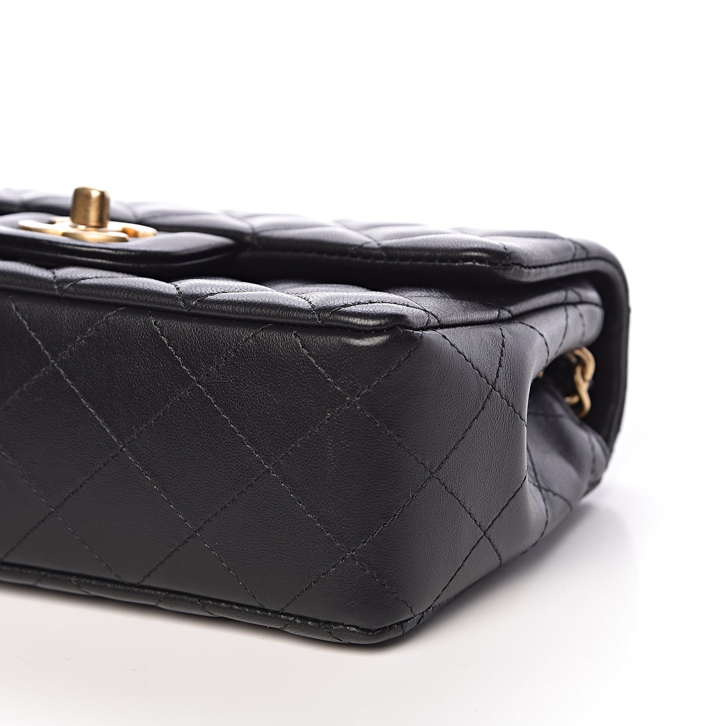 Lambskin Quilted Mini Rectangular Flap Black