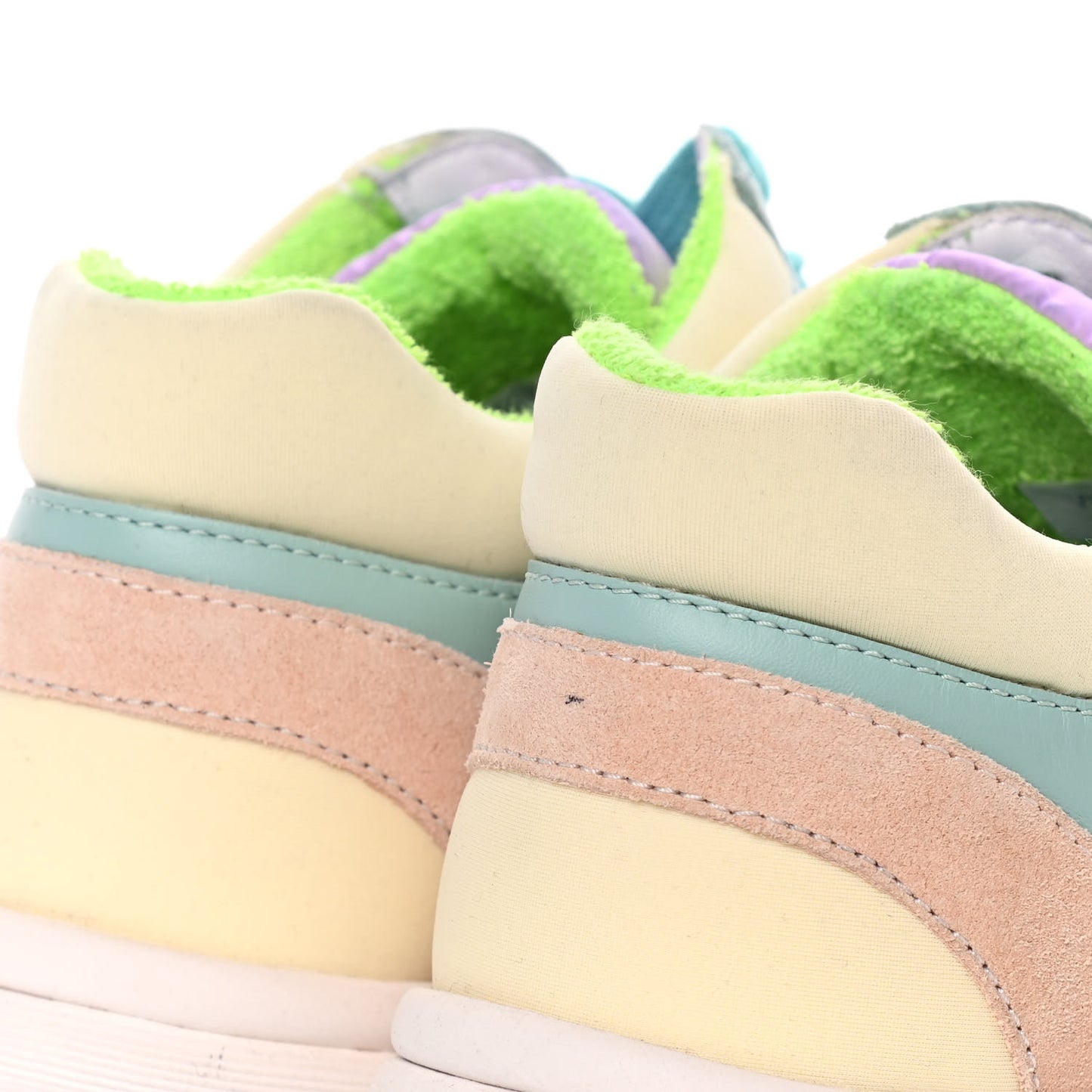 Nylon Lambskin Suede Calfskin CC Sneakers 37 Green Purple Pink