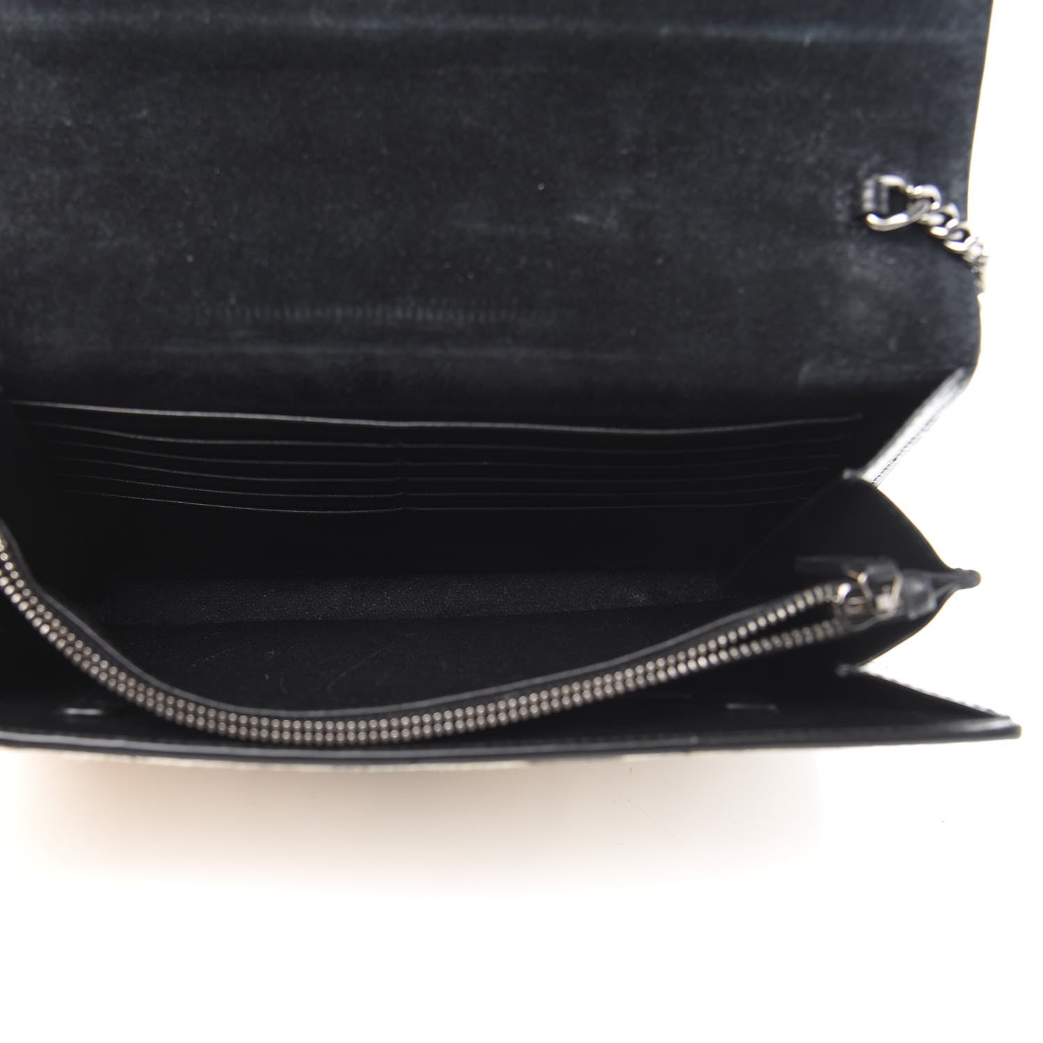 Saint Laurent Calf Hair Leopard Print Monogram Cassandra Chain Wallet White Multicolor 5 of 11