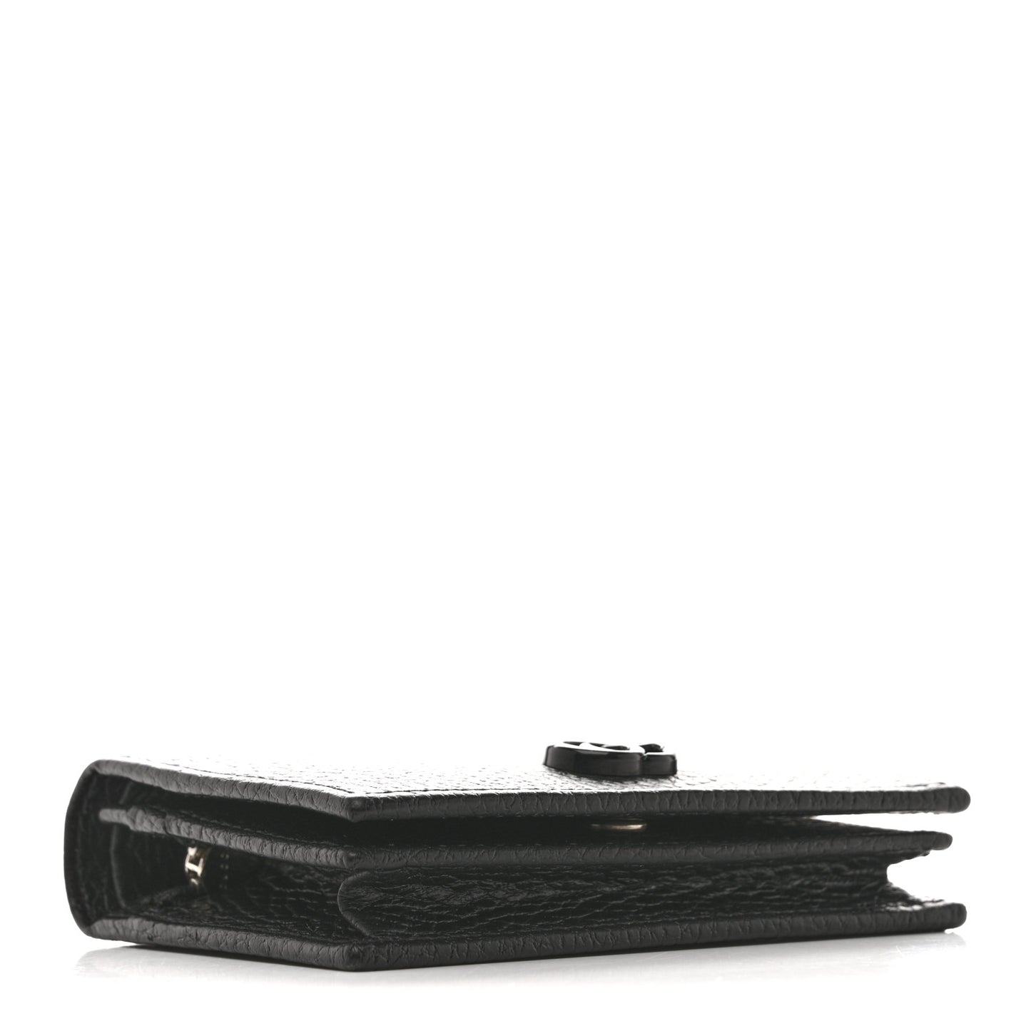 Dollar Calfskin Enamel Monochrome GG Marmont Card Case Black