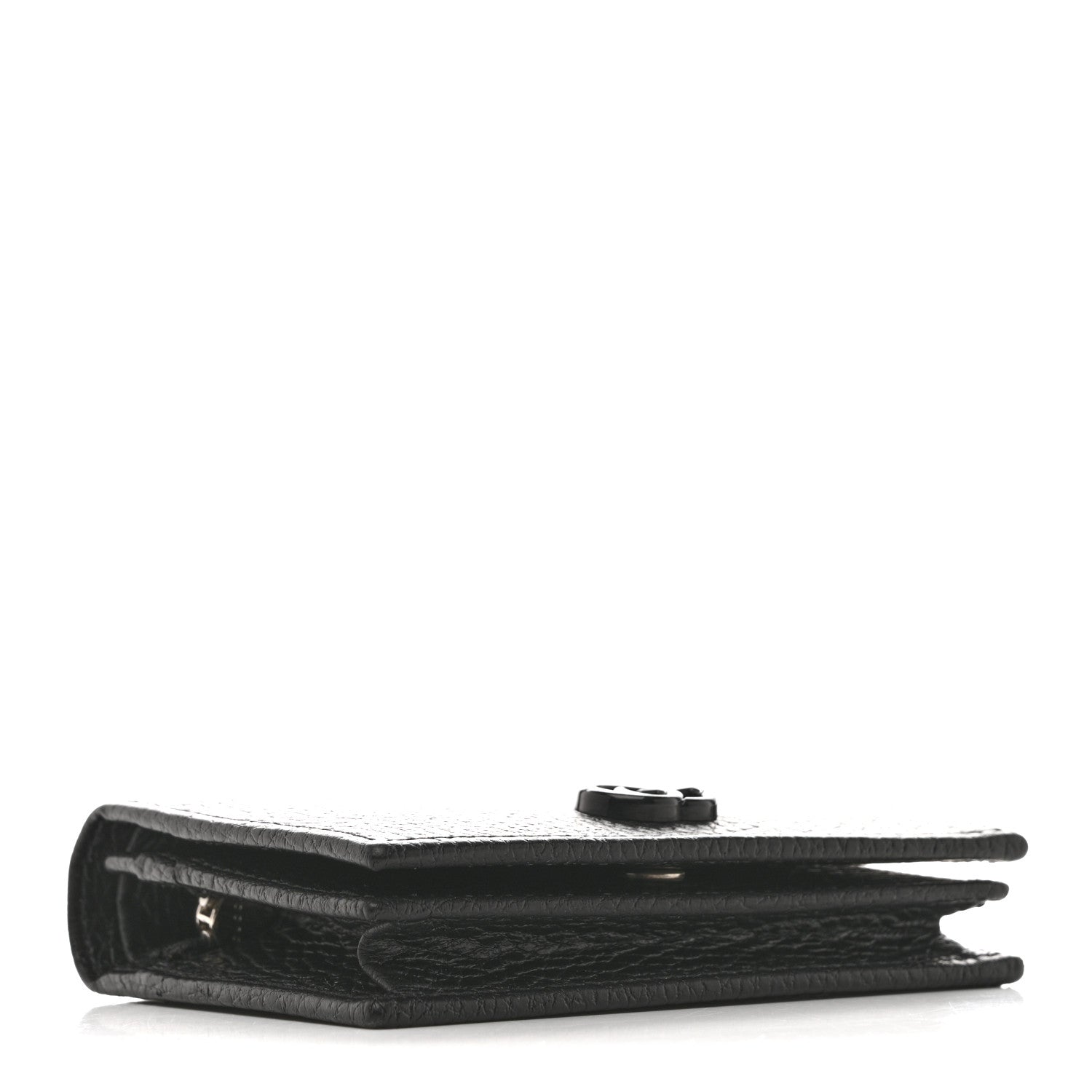 Gucci Dollar Calfskin Enamel Monochrome GG Marmont Card Case Black 4 of 9