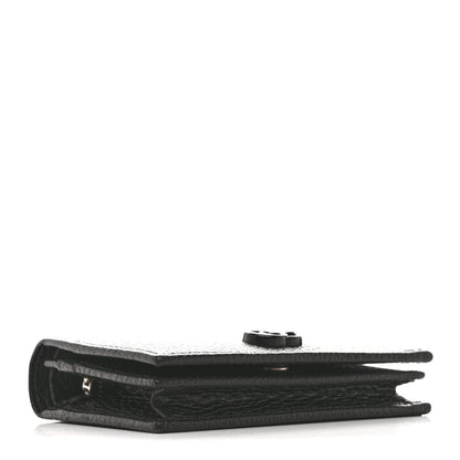 Gucci Dollar Calfskin Enamel Monochrome GG Marmont Card Case Black 4 of 9