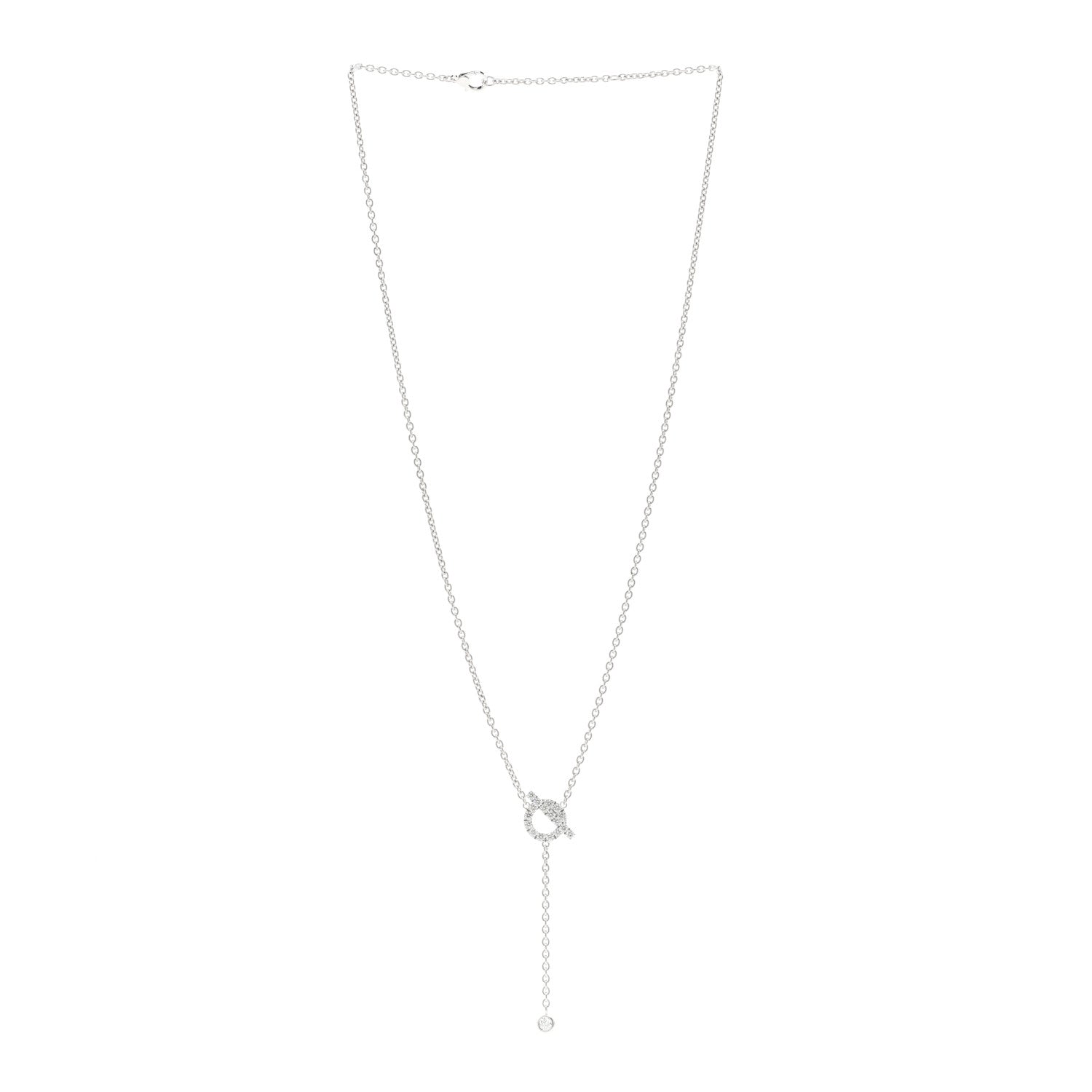 Hermes 18K White Gold Diamond Finesse Lariat Necklace 3 of 5