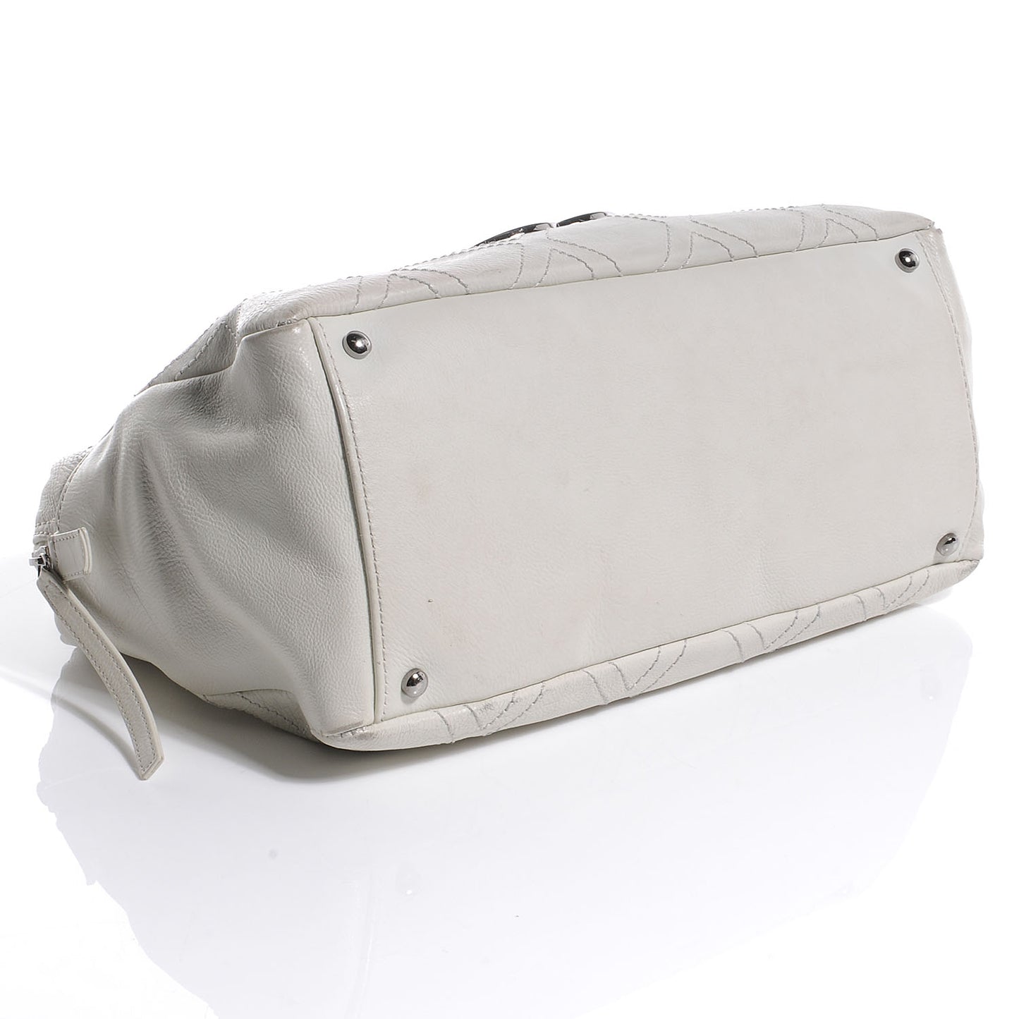 Calfskin Large Diamond Stitch Tote White