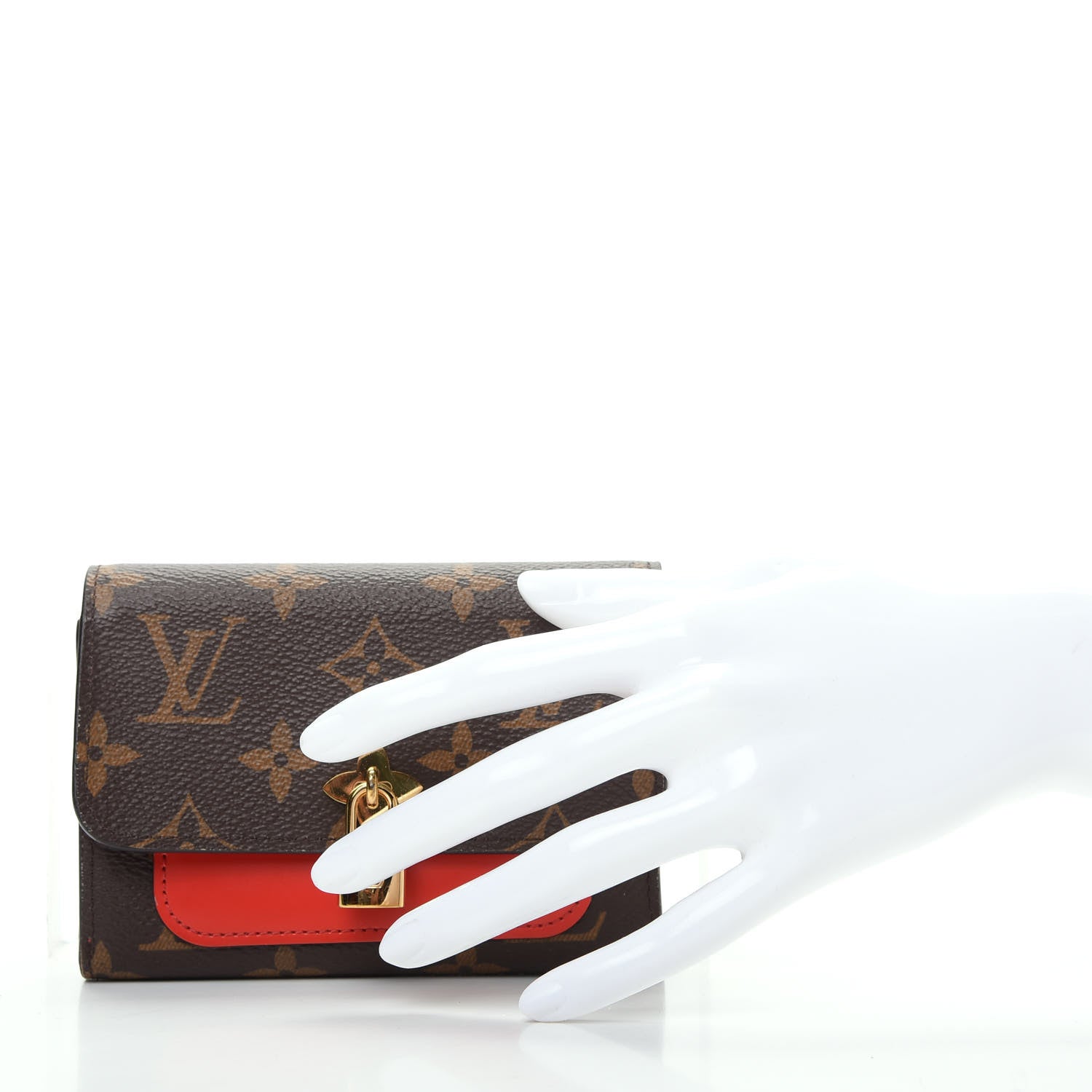 Louis Vuitton Monogram Flower Lock Compact Wallet Coquelicot 2 of 7