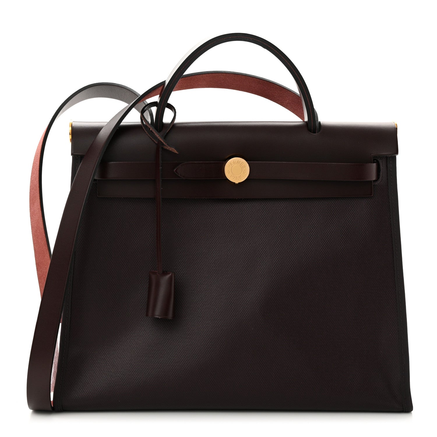Hermes Toile H Berline Vache Hunter Herbag Zip 31 PM Rouge Sellier 1 of 10