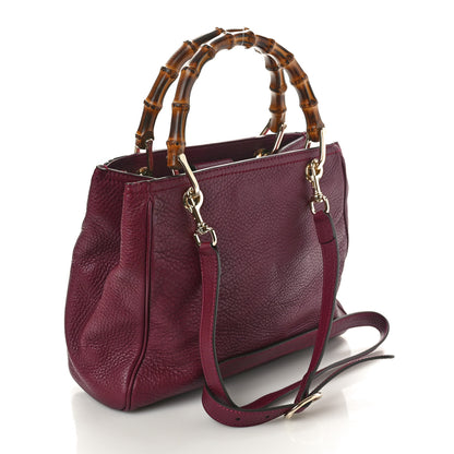 Gucci Calfskin Small Bamboo Shopper Tote Burgundy 3 of 10