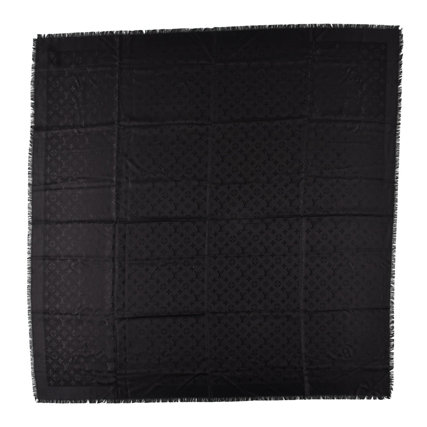 Louis Vuitton Silk Wool Monogram Shawl Black 1 of 3