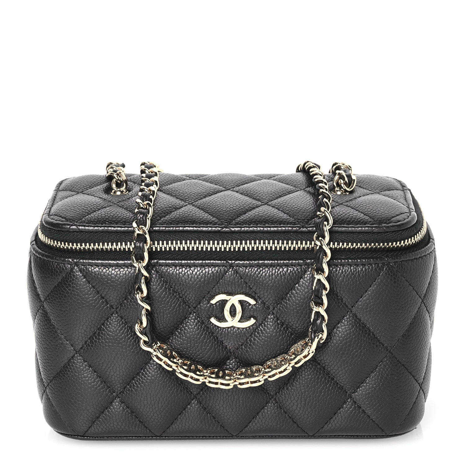 Chanel Caviar Quilted Small Tiny CC Vanity Case With Chain Black 1 of 11