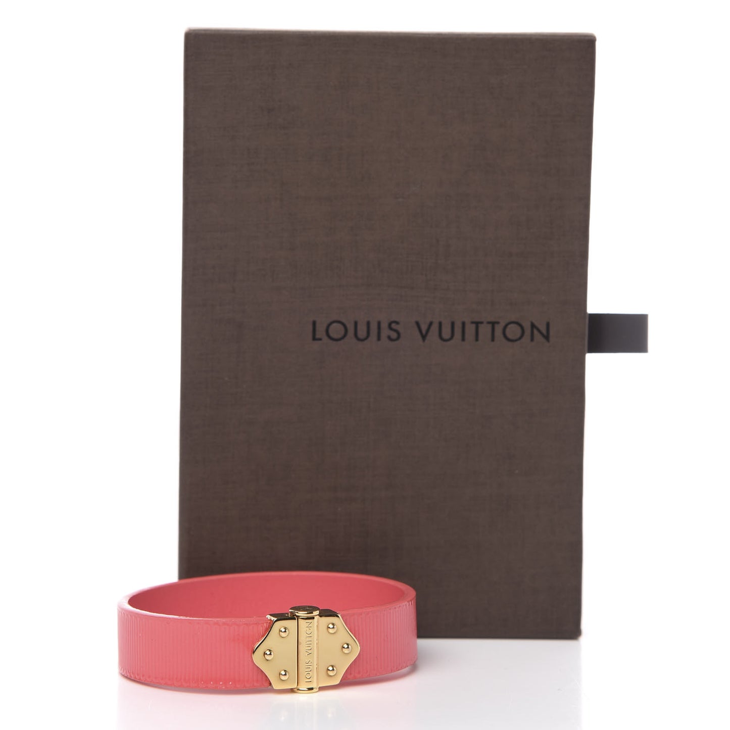 Patent Calfskin Embossed Spirit Bracelet 17 Corail