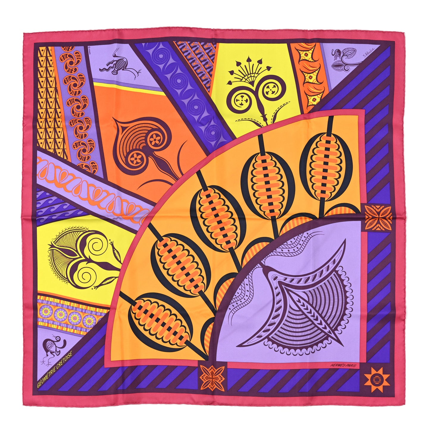Silk Geometrie Cretoise Scarf 90