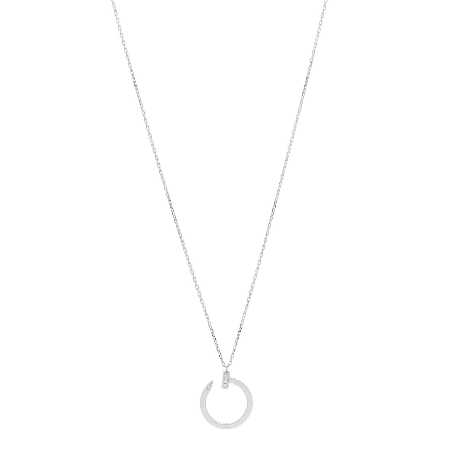 Cartier 18K White Gold Diamond Juste Un Clou Pendant Necklace 1 of 7