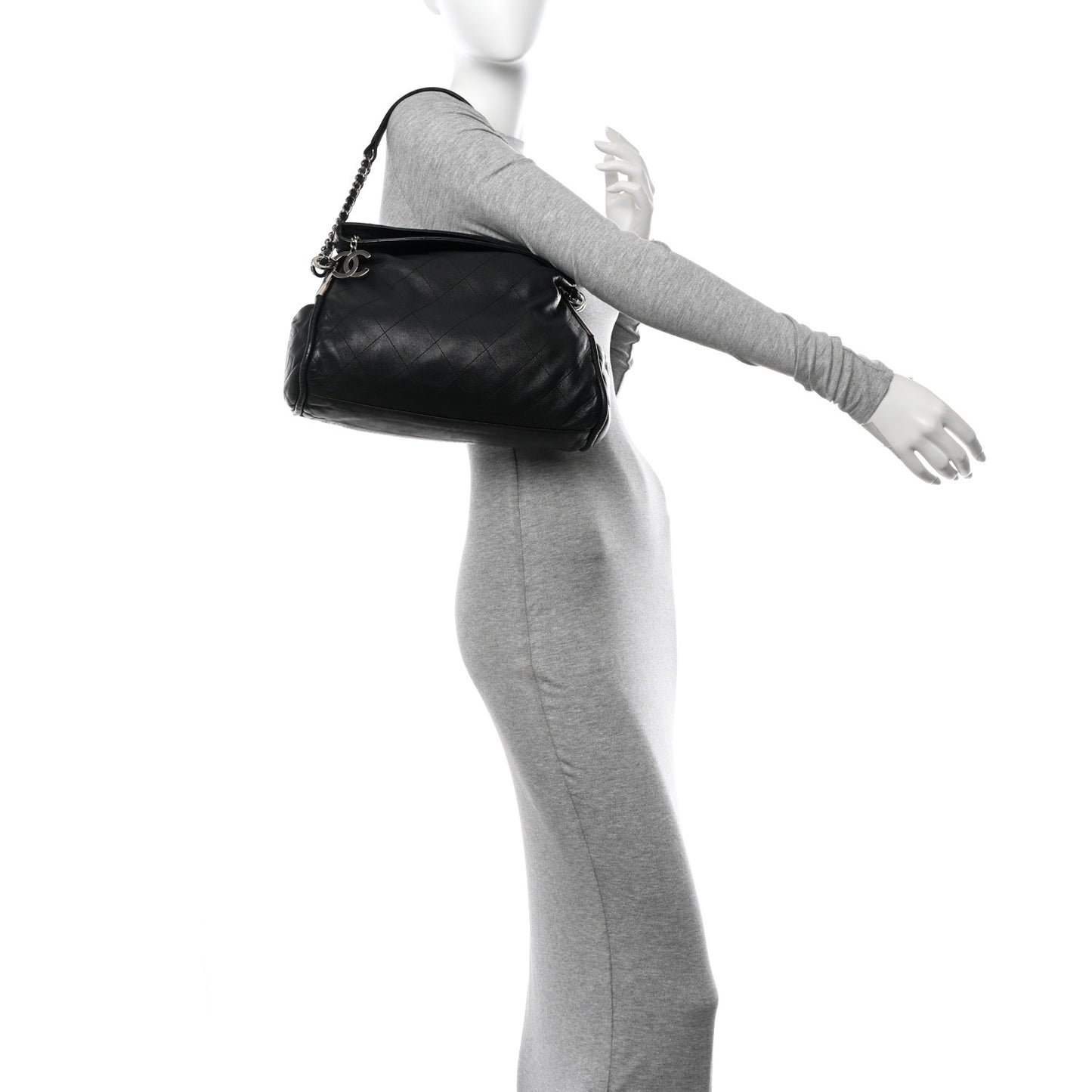 Lambskin Stitched Medium Ultimate Soft Tote Black