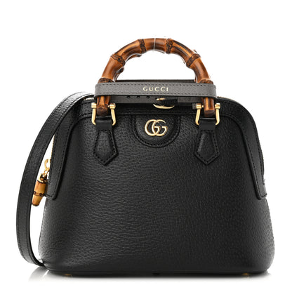 Gucci Textured Dollar Calfskin Mini Diana Dome Tote Bag Black Dusty Grey 1 of 10