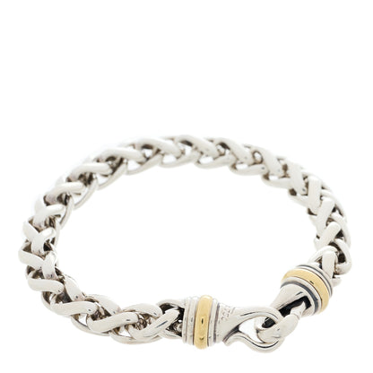 David Yurman Sterling Silver 18K Yellow Gold 8mm Wheat Chain Bracelet 1 of 4