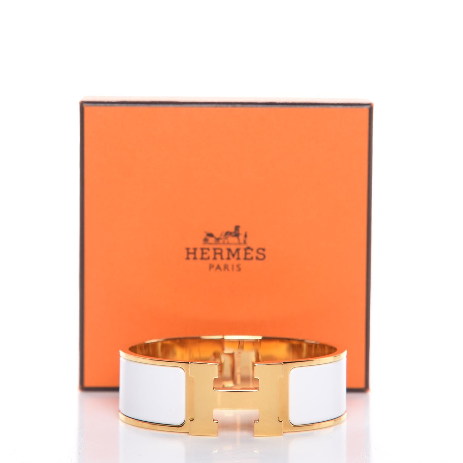 Hermes Enamel Wide Clic Clac H Bracelet PM White 5 of 5