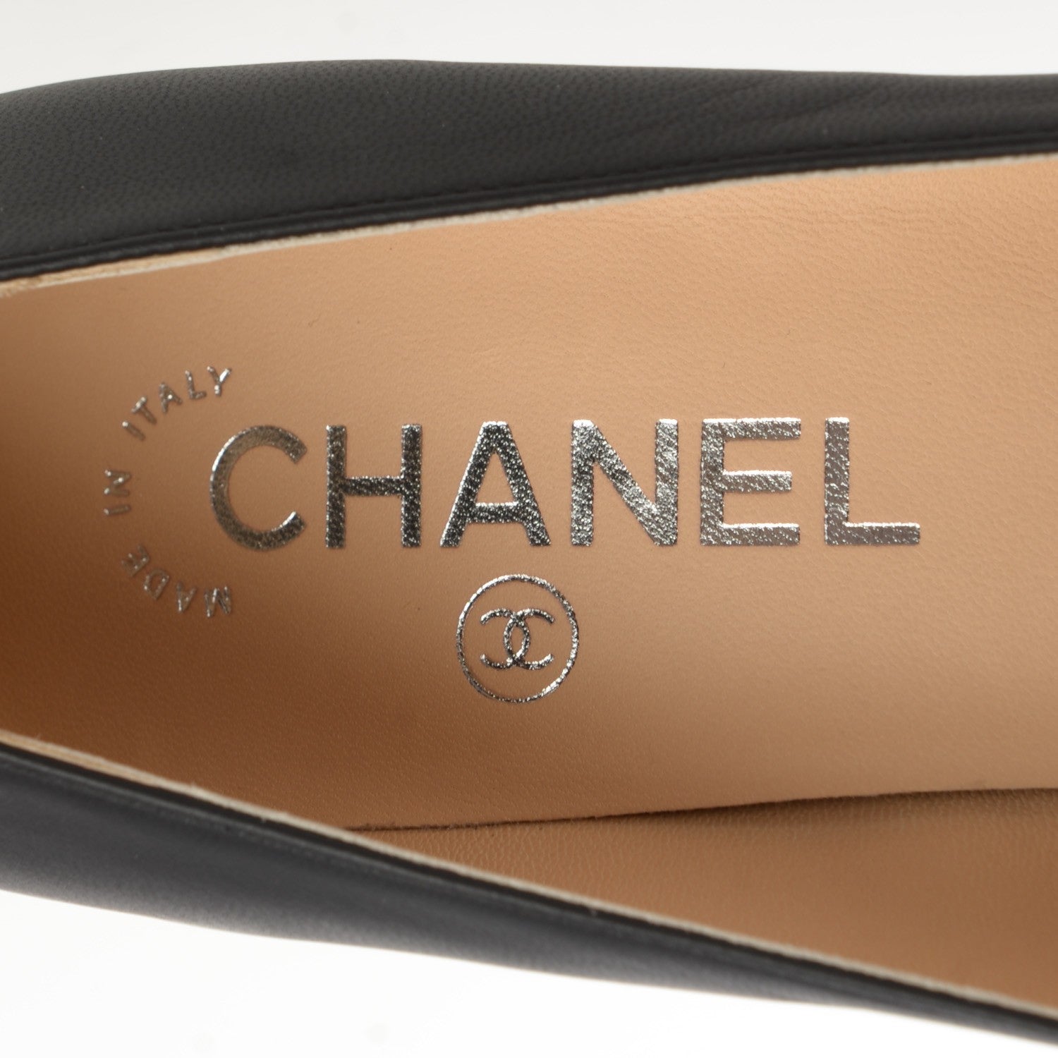 Chanel Calfskin Cap Toe Chain Wedge Pumps 37 Black 7 of 8