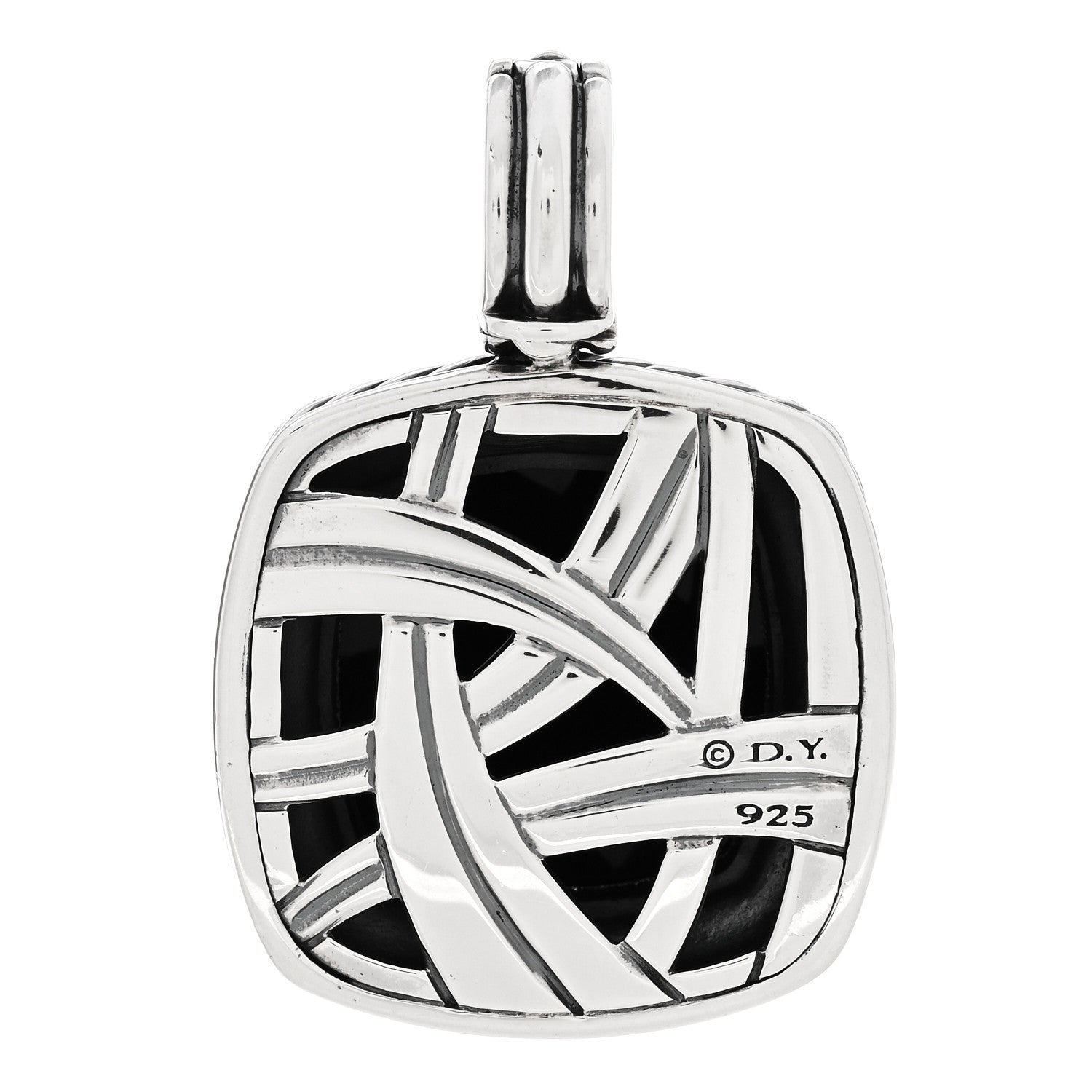 David Yurman Sterling Silver Black Onyx 16mm Albion Enhancer Pendant 3 of 3